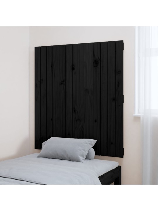 Nástěnné čelo postele černé 82,5x3x90 cm masivní borové dřevo
