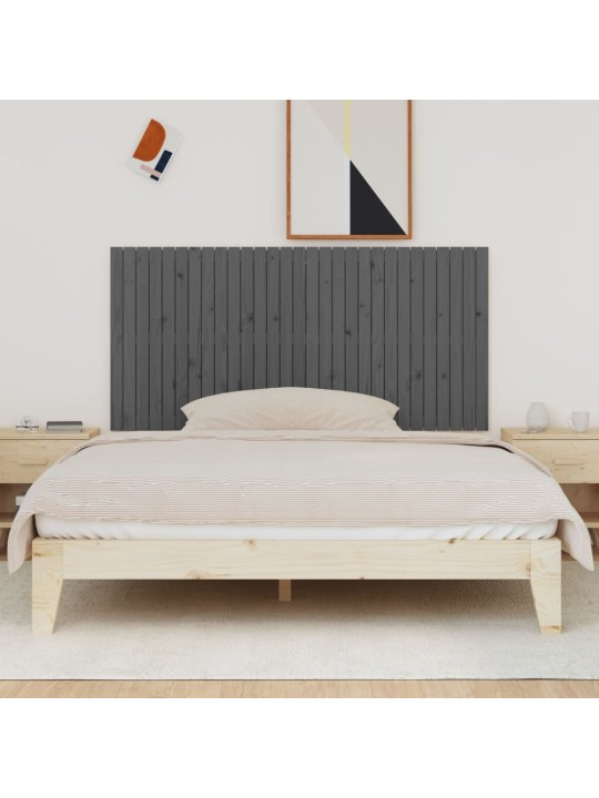 Nástěnné čelo postele šedé 185 x 3 x 90 cm masivní borové dřevo