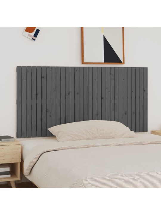 Nástěnné čelo postele šedé 185 x 3 x 90 cm masivní borové dřevo
