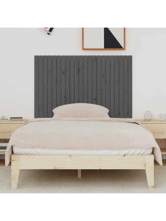 Nástěnné čelo postele šedé 140 x 3 x 90 cm masivní borové dřevo