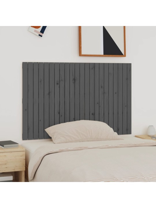 Nástěnné čelo postele šedé 140 x 3 x 90 cm masivní borové dřevo