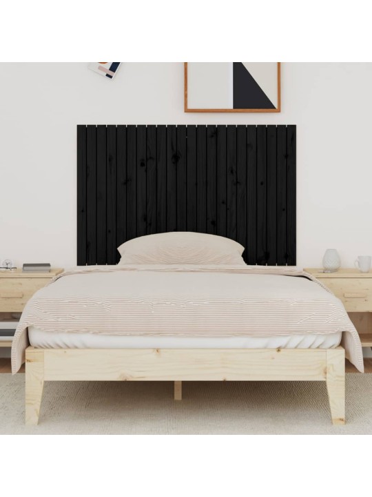 Nástěnné čelo postele černé 140x3x90 cm masivní borové dřevo