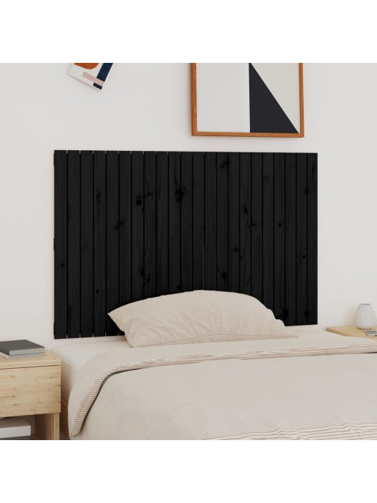 Nástěnné čelo postele černé 140x3x90 cm masivní borové dřevo