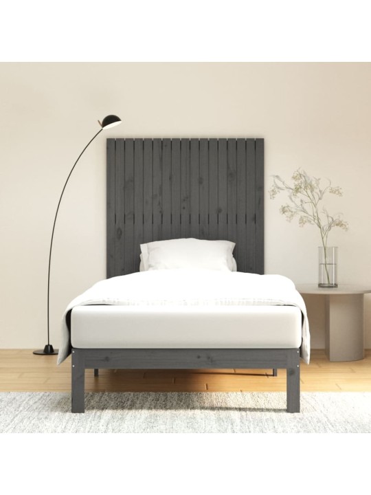Nástěnné čelo postele šedé 108x3x110 cm masivní borové dřevo