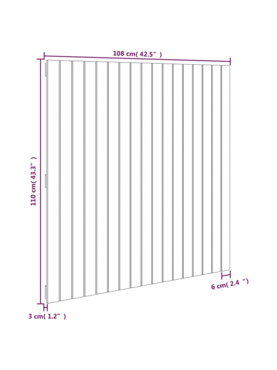 Nástěnné čelo postele šedé 108x3x110 cm masivní borové dřevo