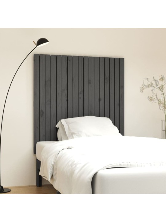 Nástěnné čelo postele šedé 108x3x110 cm masivní borové dřevo