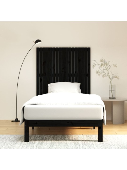 Nástěnné čelo postele černé 108x3x110 cm masivní borové dřevo