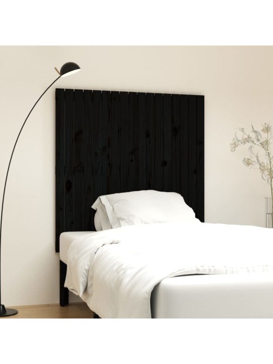 Nástěnné čelo postele černé 108x3x110 cm masivní borové dřevo
