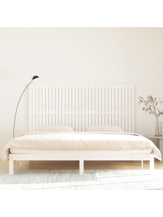Nástěnné čelo postele bílé 204x3x110 cm masivní borové dřevo