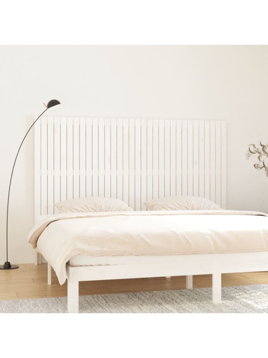 Nástěnné čelo postele bílé 204x3x110 cm masivní borové dřevo