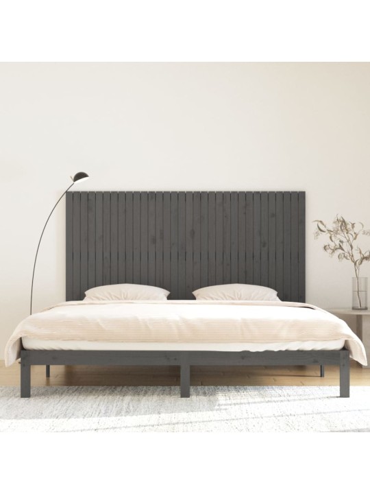 Nástěnné čelo postele šedé 204x3x110 cm masivní borové dřevo