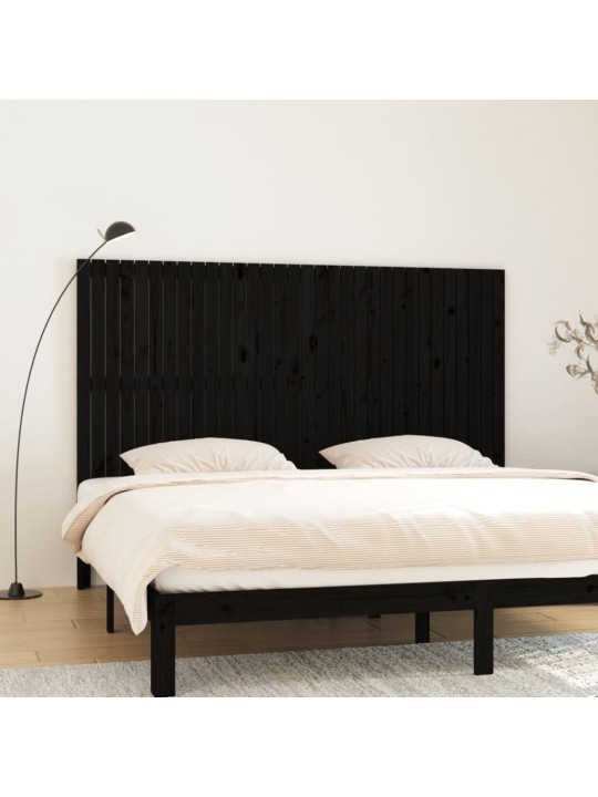 Nástěnné čelo postele černé 204x3x110 cm masivní borové dřevo