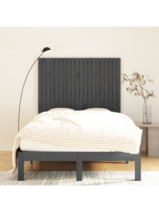 Nástěnné čelo postele šedé 127,5x3x110 cm masivní borové dřevo