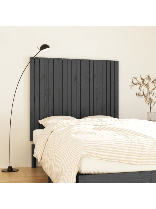 Nástěnné čelo postele šedé 127,5x3x110 cm masivní borové dřevo