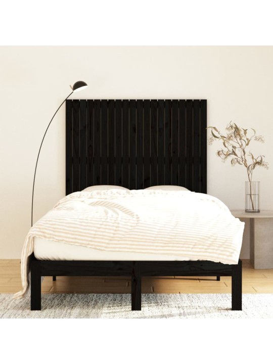Nástěnné čelo postele černé 127,5x3x110 cm masivní borové dřevo