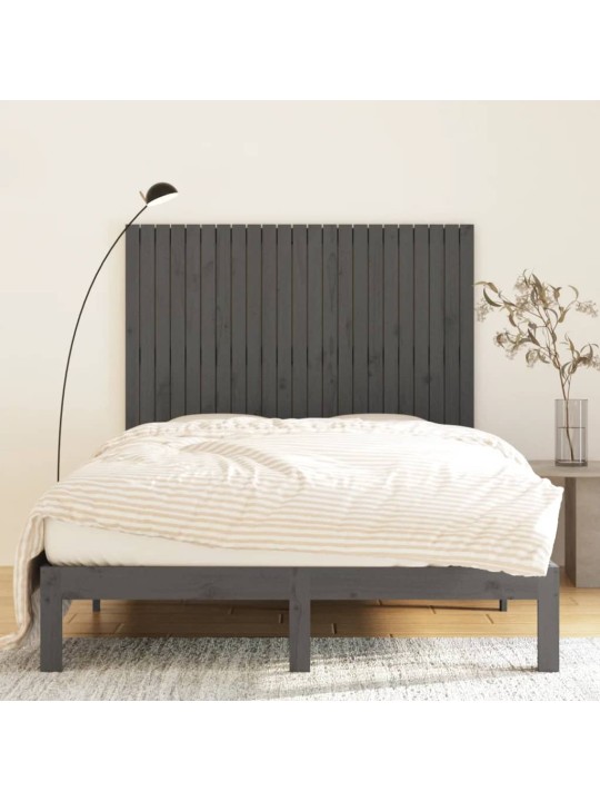 Nástěnné čelo postele šedé 146,5x3x110 cm masivní borové dřevo