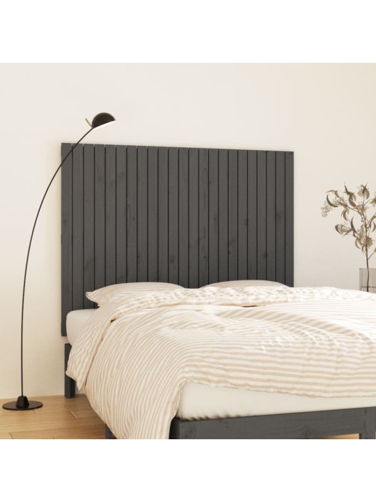 Nástěnné čelo postele šedé 146,5x3x110 cm masivní borové dřevo