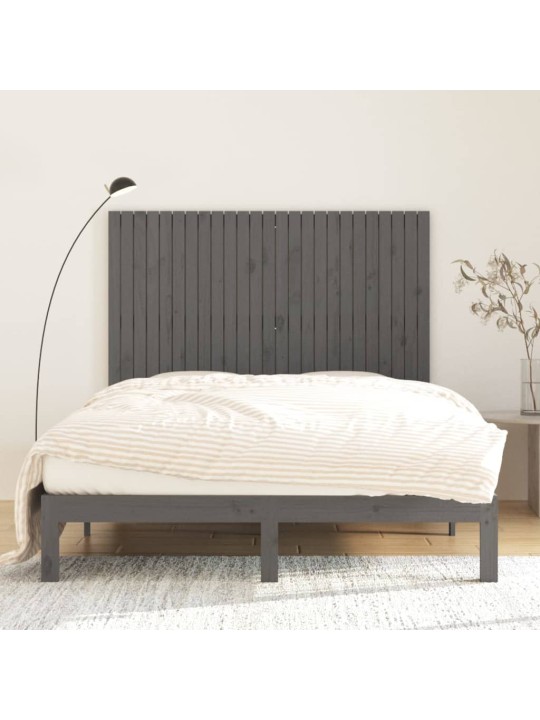 Nástěnné čelo postele šedé 159,5x3x110 cm masivní borové dřevo