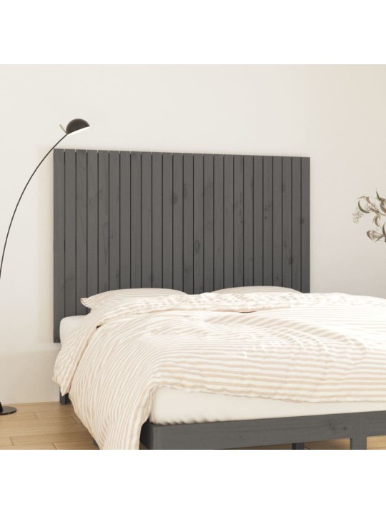 Nástěnné čelo postele šedé 159,5x3x110 cm masivní borové dřevo