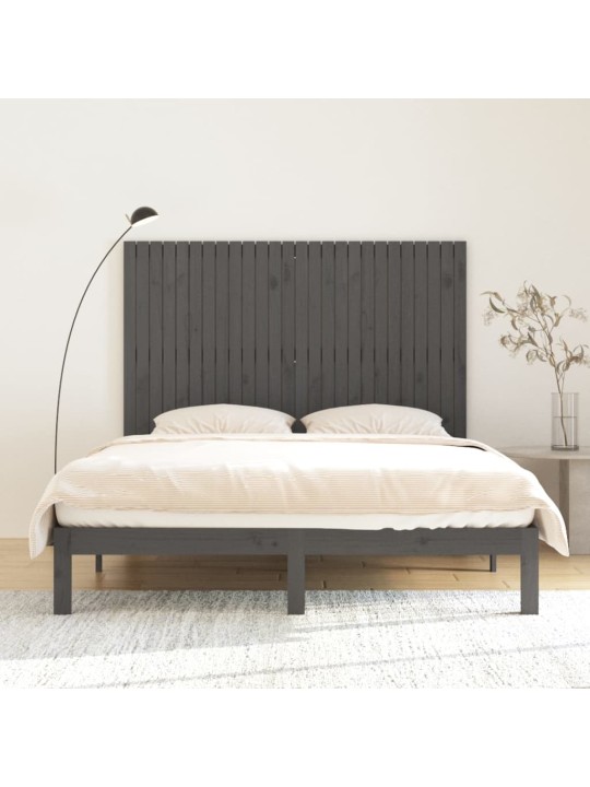 Nástěnné čelo postele šedé 166x3x110 cm masivní borové dřevo