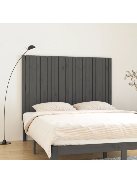 Nástěnné čelo postele šedé 166x3x110 cm masivní borové dřevo
