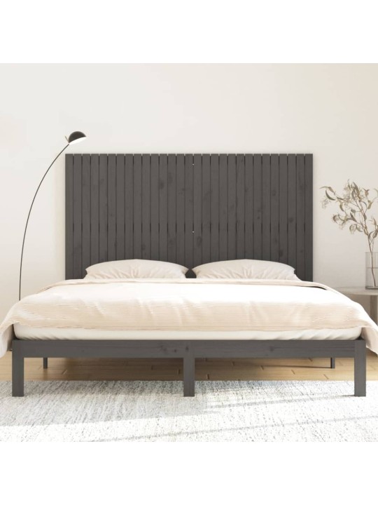Nástěnné čelo postele šedé 185x3x110 cm masivní borové dřevo