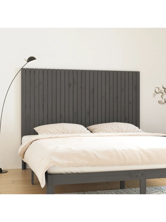 Nástěnné čelo postele šedé 185x3x110 cm masivní borové dřevo