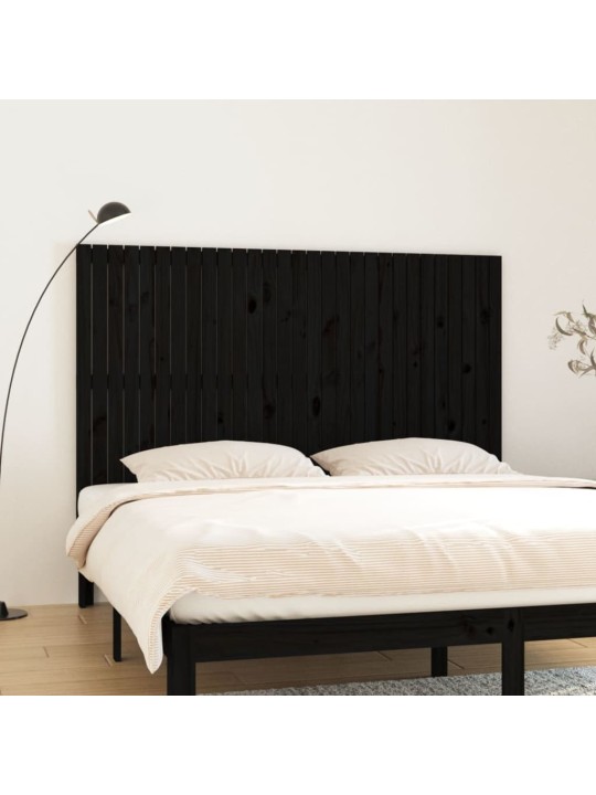 Nástěnné čelo postele černé 185x3x110 cm masivní borové dřevo