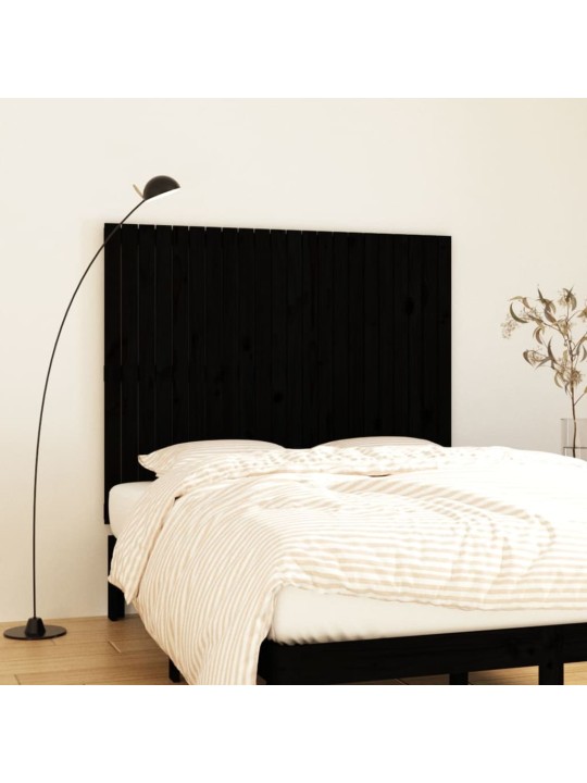 Nástěnné čelo postele černé 140x3x110 cm masivní borové dřevo