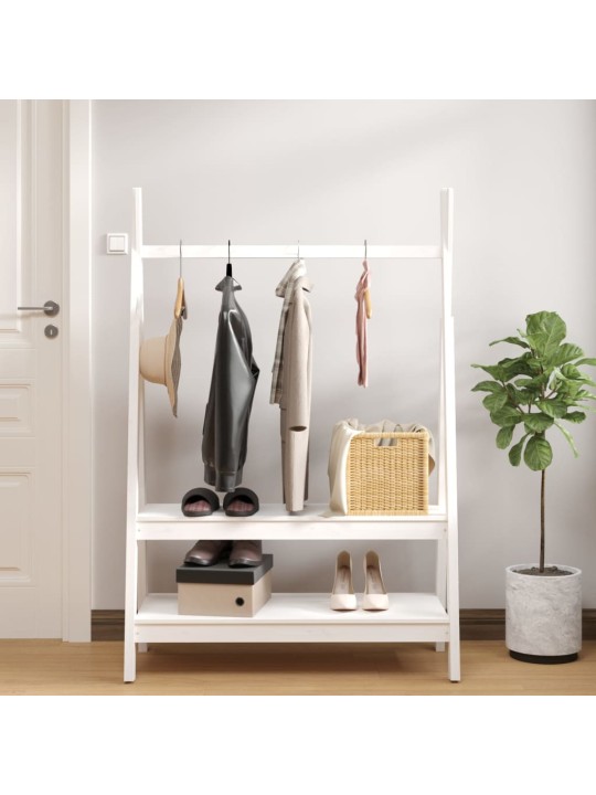 Stojan na oblečení bílý 100x45,5x150 cm masivní borové dřevo