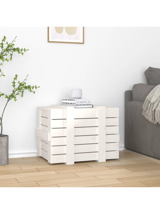 Úložný box bílý 58 x 40,5 x 42 cm masivní borové dřevo