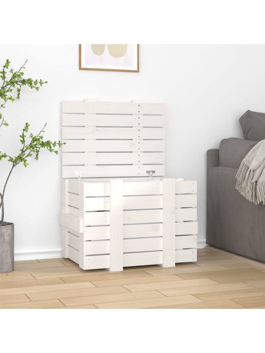 Úložný box bílý 58 x 40,5 x 42 cm masivní borové dřevo