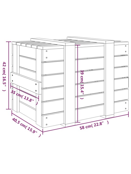 Úložný box medově hnědý 58 x 40,5 x 42 cm masivní borové dřevo