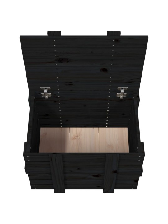 Úložný box černý 58 x 40,5 x 42 cm masivní borové dřevo
