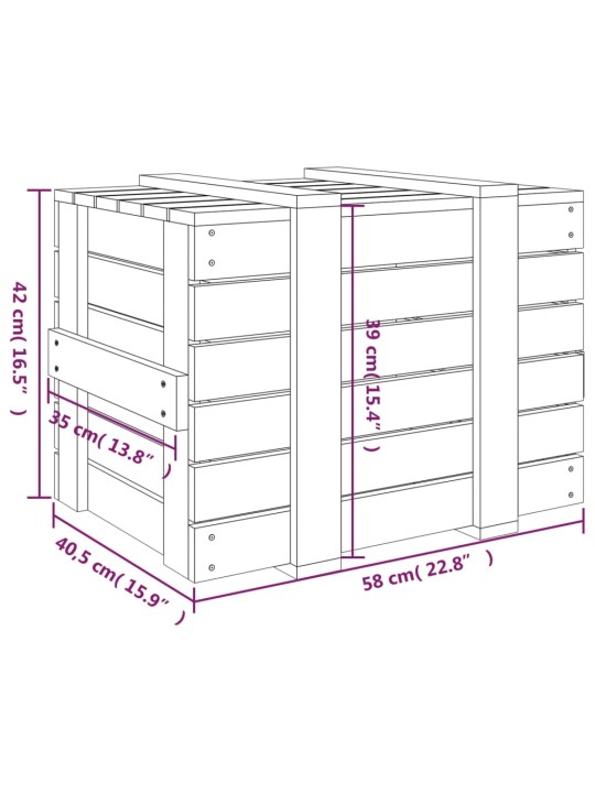 Úložný box černý 58 x 40,5 x 42 cm masivní borové dřevo