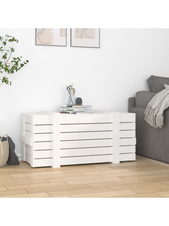 Úložný box bílý 91 x 40,5 x 42 cm masivní borové dřevo