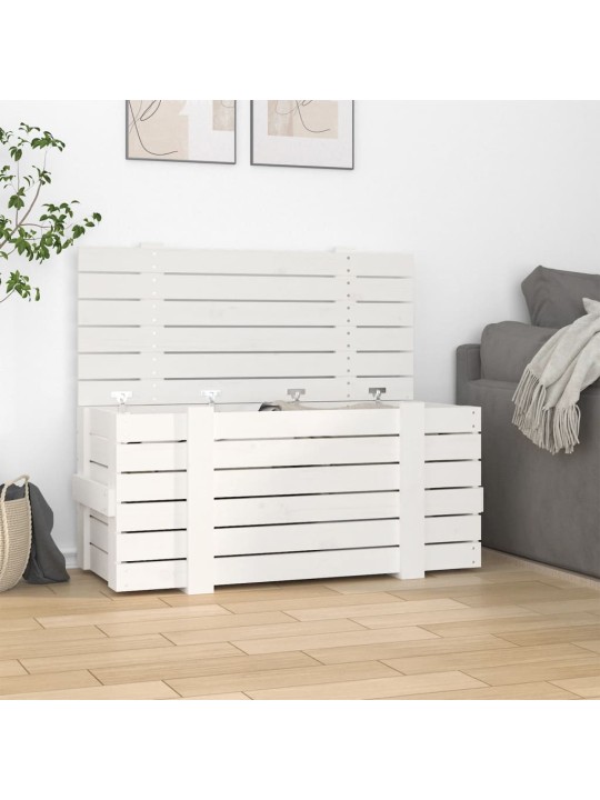 Úložný box bílý 91 x 40,5 x 42 cm masivní borové dřevo