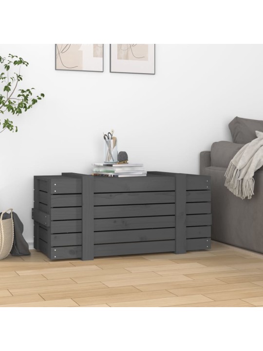 Úložný box šedý 91 x 40,5 x 42 cm masivní borové dřevo