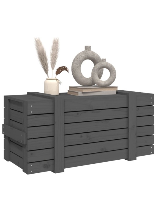 Úložný box šedý 91 x 40,5 x 42 cm masivní borové dřevo