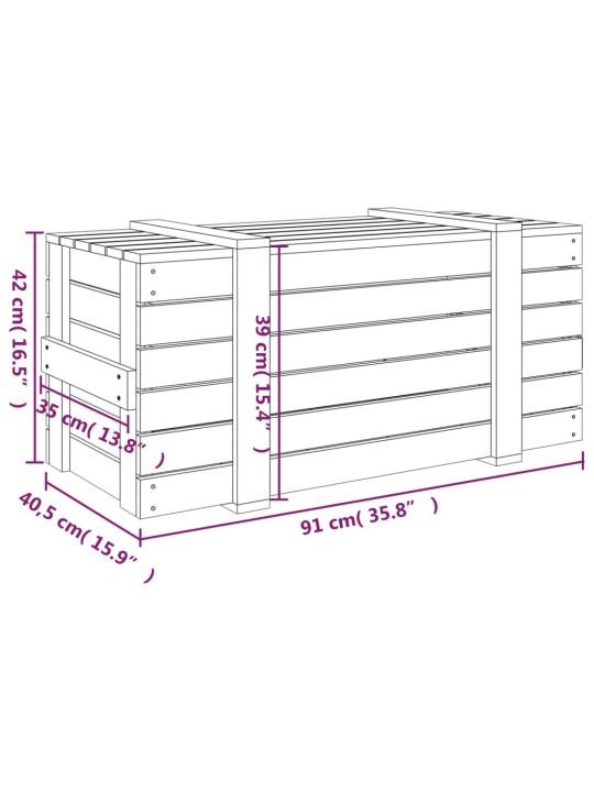 Úložný box šedý 91 x 40,5 x 42 cm masivní borové dřevo
