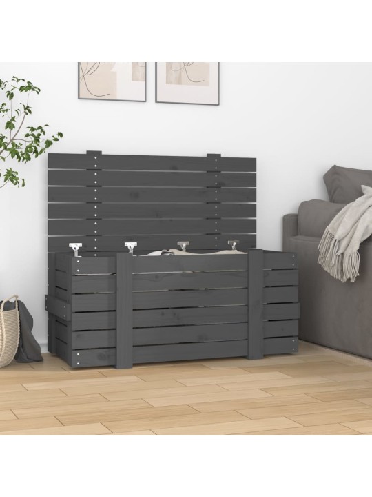 Úložný box šedý 91 x 40,5 x 42 cm masivní borové dřevo