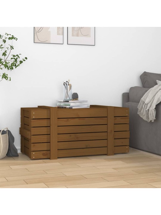 Úložný box medově hnědý 91 x 40,5 x 42 cm masivní borové dřevo