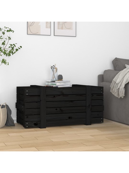 Úložný box černý 91 x 40,5 x 42 cm masivní borové dřevo