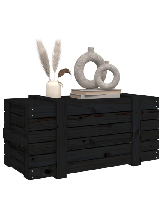 Úložný box černý 91 x 40,5 x 42 cm masivní borové dřevo