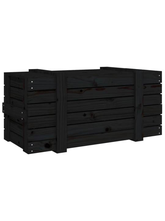 Úložný box černý 91 x 40,5 x 42 cm masivní borové dřevo