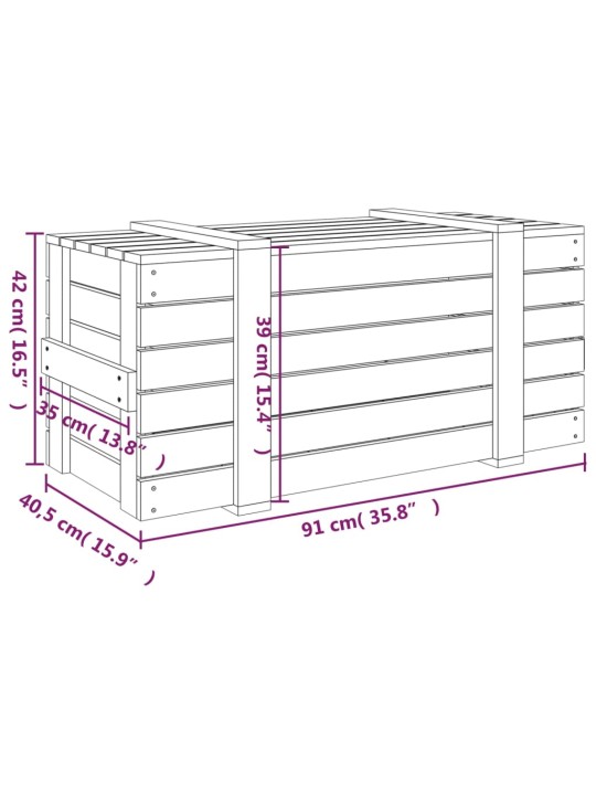 Úložný box černý 91 x 40,5 x 42 cm masivní borové dřevo