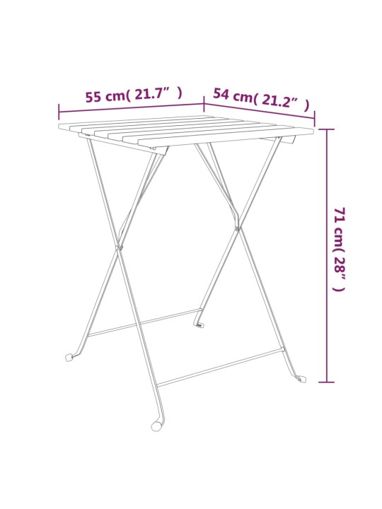 3dílný skládací bistro set masivní akáciové dřevo a ocel