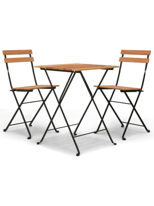 3dílný skládací bistro set masivní teakové dřevo a ocel