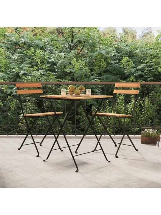 3dílný skládací bistro set masivní teakové dřevo a ocel