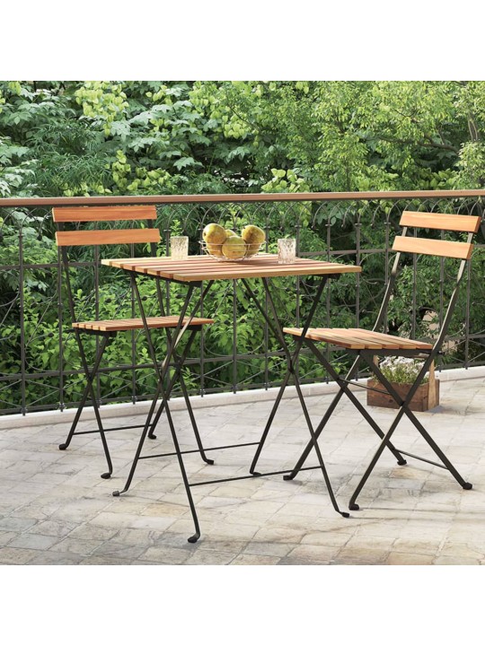 Skládací bistro stůl 55 x 54 x 71 cm masivní teak a ocel